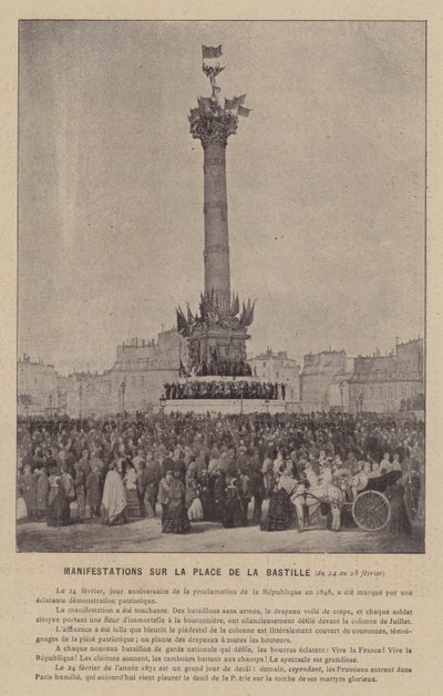 Komuna Paryska, Demonstracje na Place De La Bastille, 24-28 lutego (zdjęcie czarno-białe) autorstwa French Photographer