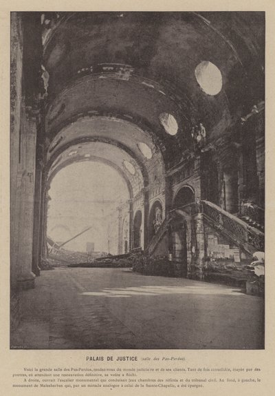 Komuna Paryska, Palais De Justice, Salle des Pas-Perdus (zdjęcie czarno-białe) autorstwa French Photographer