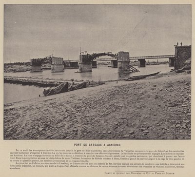 Komuna Paryska, Pont De Bateaux At Asnieres (zdjęcie czarno-białe) autorstwa French Photographer