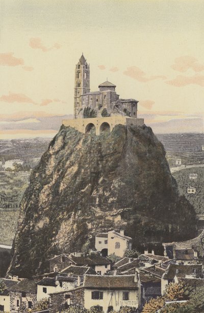 Le Puy, kościół Saint-Michel, na szczycie skały Aiguilhe autorstwa French Photographer