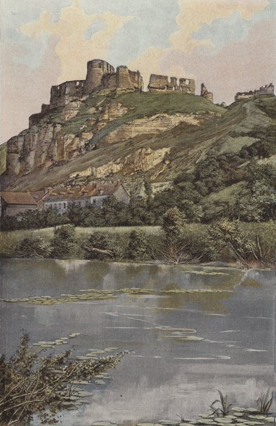 Les Andelys, Chateau Gaillard, Wybrzeże rzeki autorstwa French Photographer
