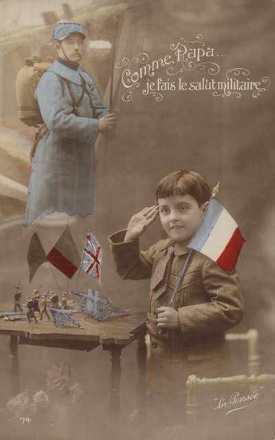 Jak ojciec oddaję salut wojskowy (przyciemnione zdjęcie) autorstwa French Photographer