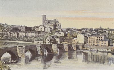 Limoges, widok ogólny, wzięty w górę rzeki od Pont Saint-Etienne (g brzegu Vienne) autorstwa French Photographer