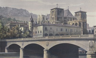 Lyon, Archeveche, Katedra St-Jean i zbocze Fourviere autorstwa French Photographer