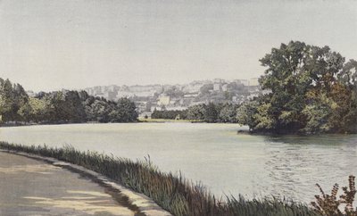Lyon, Coteau de la Croix-Rousse, Widok na jezioro z Parc de la Tete-dOr autorstwa French Photographer
