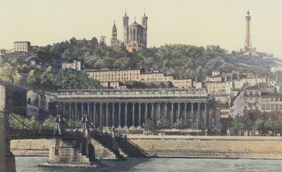 Lyon, Pałac Sprawiedliwości i bazyliki Fourviere autorstwa French Photographer