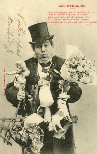 Człowieku przygnieciony prezentami dla dzieci autorstwa French Photographer
