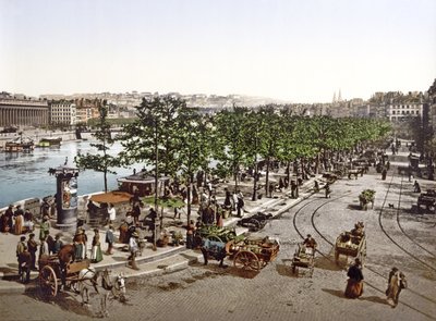 Targ Saint Antoine, Quay des Célestins, Lyon, ok. 1900 autorstwa French Photographer