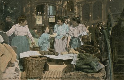 Stragan w Les Halles w Paryżu, Francja. Pocztówka wysłana w 1913 roku. autorstwa French Photographer