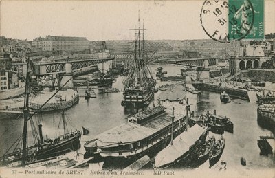 Port wojskowy w Breście we Francji. Pocztówka wysłana w 1913 roku. autorstwa French Photographer