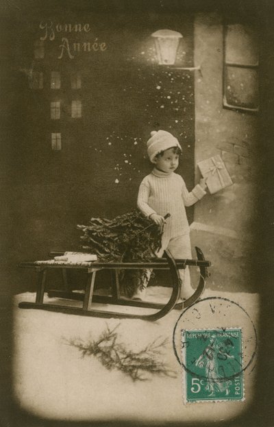 Kartka noworoczna, wysłana w 1913 r. autorstwa French Photographer
