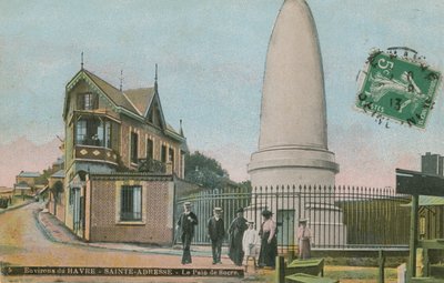 Pain de sucre (pomnik bochenka cukru) w Sainte-Adresse niedaleko Le Havre. Mauzoleum zbudowane ku pamięci Charlesa Lefebvre-Desnouettesa. Pocztówka wysłana w 1913 roku. autorstwa French Photographer