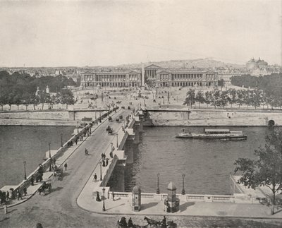 Paryż: Widok na Place de la Concorde, patrząc na północ (zdjęcie czarno-białe) autorstwa French Photographer