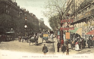 Paryż, Boulevard des Italiens (kolorowe zdjęcie) autorstwa French Photographer