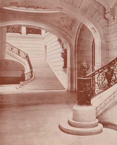 Paryż: schody ruchome Sorbony (zdjęcie czarno-białe) autorstwa French Photographer