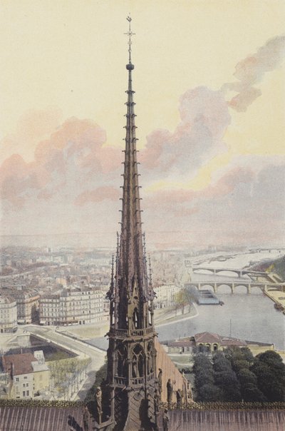 Paryż, Strzała Notre-Dame, Widok z Wieży Południowej autorstwa French Photographer