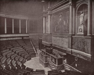 Paryż: Sala Legislacyjna, Izba Deputowanych (zdjęcie czarno-białe) autorstwa French Photographer