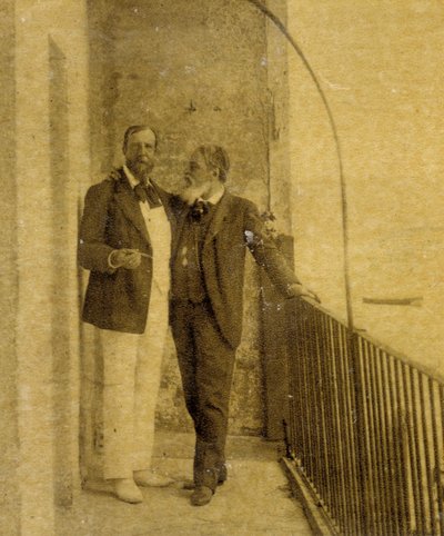 Paul Deroulede (1846-1914) i Jean Sully Mounet dit Mouney-Sully (Mounet Sully) (1841-1916) w San Sebastian autorstwa French Photographer