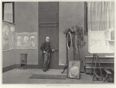 Pierre Puvis de Chavannes w swoim warsztacie autorstwa French Photographer