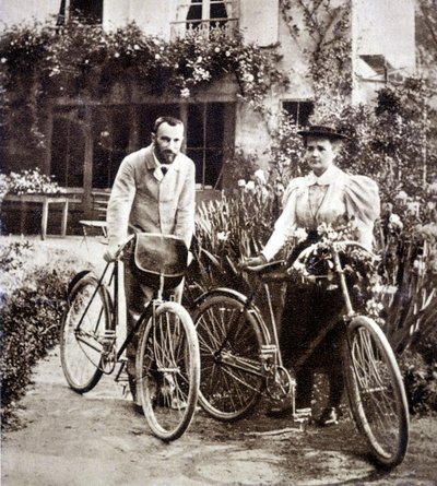 Pierre i Maria Curie w swoim ogrodzie 1895 autorstwa French Photographer