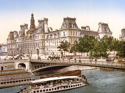 Pont dArcole i Hotel de Ville, Paryż, wyd. ok. 1900 autorstwa French Photographer