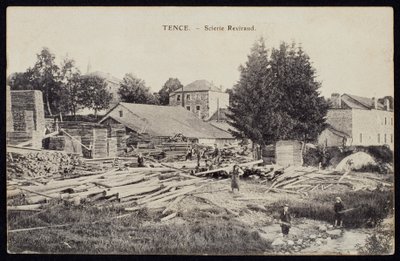 Pocztówka przedstawiająca tartak Reviraud w Tence, Haute-Loire, ok. 1900 r. autorstwa French Photographer