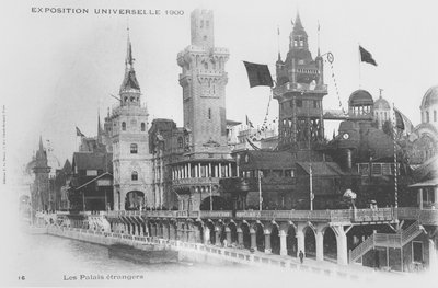 Pocztówka przedstawiająca zagraniczne pawilony na Rue des Nations na Exposition Universelle z 1900 autorstwa French Photographer