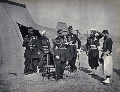 Kara, żołnierze armii francuskiej podczas kampanii krymskiej w 1854 r. Fotografia, koniec XIX wieku. autorstwa French Photographer