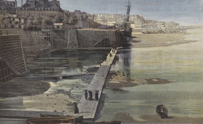 Saint-Servan, przejście z Saint-Servan do Saint-Malo podczas odpływu autorstwa French Photographer