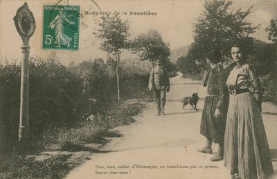 Pamiątka z pogranicza francusko-niemieckiego. Pocztówka wysłana w 1913 roku. autorstwa French Photographer