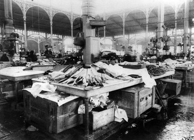 Targ Rybny w Les Halles, Paryż, koniec XIX wieku autorstwa French Photographer