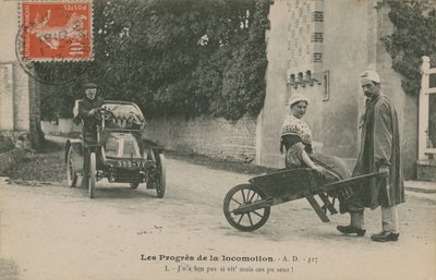 Postęp lokomocji, pocztówka wysłana w 1913 r. autorstwa French Photographer