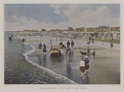 Plaża podczas przypływu, Berck-sur-Mer, Francja (kolorowe zdjęcie) autorstwa French Photographer