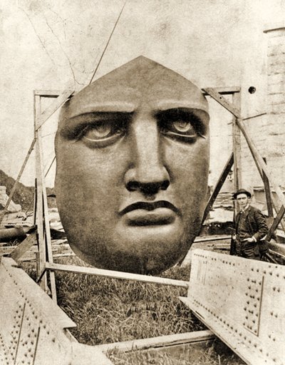 Budowa Statuy Wolności, fragment twarzy, ok. 1876 r. autorstwa French Photographer