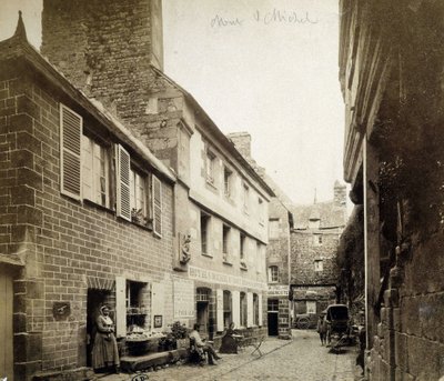 Hotel i Poulard Inn przy wejściu do Mont-Saint-Michel, koniec XIX wieku autorstwa French Photographer