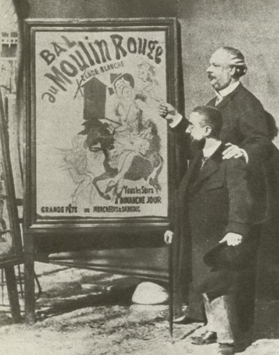 Toulouse-Lautrec z dyrektorem Moulin Rouge, Paryż (zdjęcie czarno-białe) autorstwa French Photographer