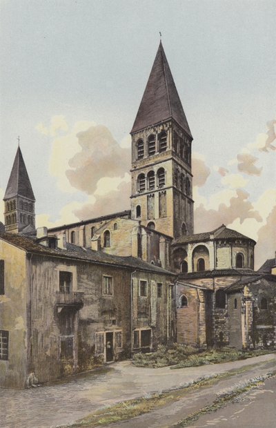 Tournus, kościół, dzwonnica i absyda autorstwa French Photographer
