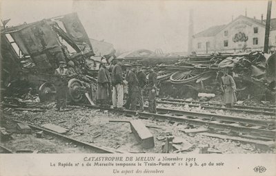 Katastrofa kolejowa w Melun we Francji, 4 listopada 1913. Widok gruzów. Pocztówka wysłana w 1913 roku. autorstwa French Photographer