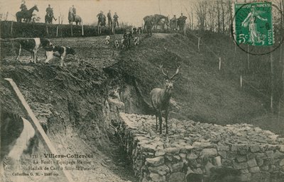 Villers-Cotterets. La Foret - załoga Menier Hallali de Cerf w silly-la-Poterie. Pocztówka wysłana w 1913 roku. autorstwa French Photographer