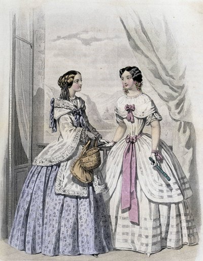 2 modne kobiety - w "Journal des Demoiselles" 1852. autorstwa French School