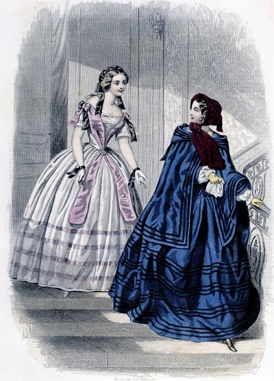 2 modne kobiety - w „Journal des Demoiselles” 1852. autorstwa French School