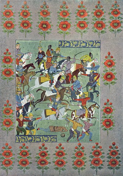 Bitwa, ilustracja z The Arabian Nights, 1895 (kolorystyka) autorstwa French School