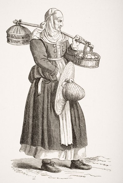 Handlarz jajkami, według XVI-wiecznego drzeworytu Cesare Vecellio (1521-1601) z 