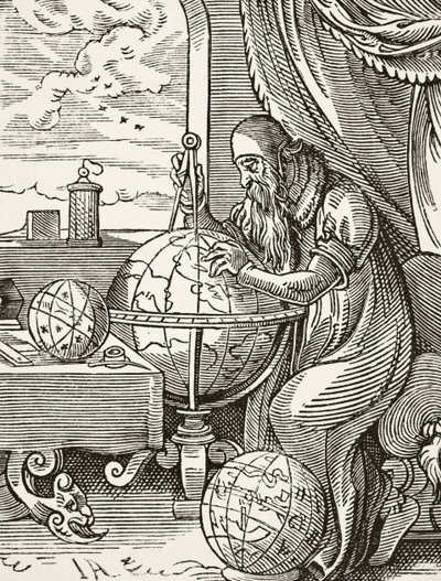 Niemiecki astronom i kosmograf, z Science and Literature in the Middle Ages Paula Lacroix (1806-84) opublikowany Londyn 1878 autorstwa French School