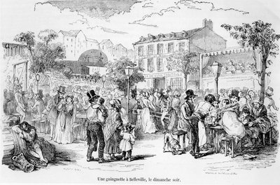 Guinguette w Belleville w niedzielny wieczór, z Tableau de Paris autorstwa Edmonda Auguste