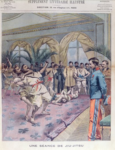 Sesja Jiu-Jitsu we Francji, ilustracja z Le Petit Parisien, 1905 autorstwa French School