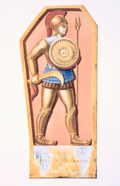 Żołnierz likaoński, kopia nagrobka z kolonii w Konya, Turcja, z Description de lAsie Minore wykonanej na polecenie rządu francuskiego w latach 1833-37 przez Charlesa Texiera, opublikowanej 1847, Paryż autorstwa French School