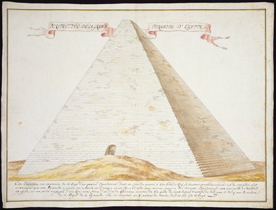 Widok perspektywiczny piramidy w Egipcie, ok. 1700 (pióro i atrament z toaletą na papierze) autorstwa French School