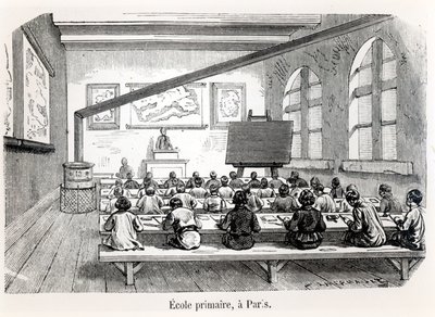 Szkoła Podstawowa w Paryżu, z Almanach du Magasin Pittoresque, 1975 autorstwa French School