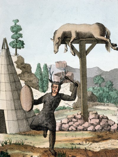 Syberyjski szaman i cmentarz tatarski, ok. 1811 r. autorstwa French School